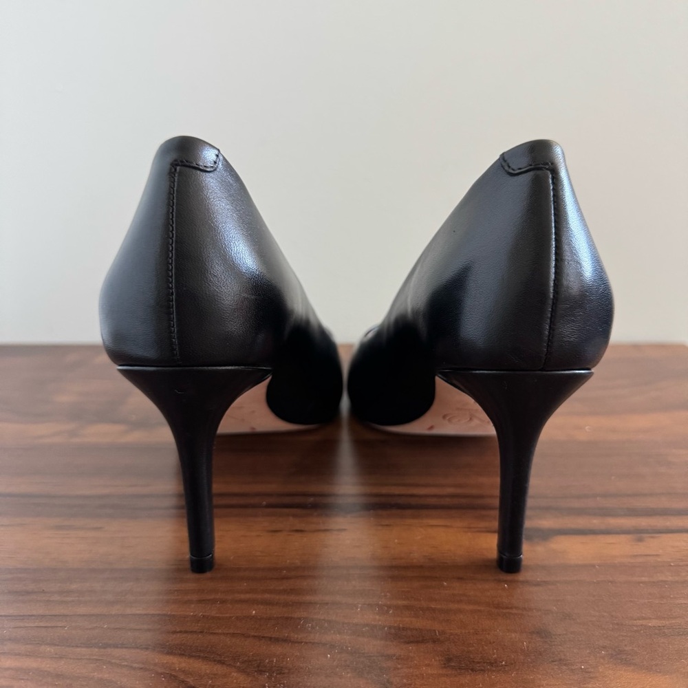 Size 8 Joan Oloff Classic Black Heels Pumps Deborah Black Lux Nappa Made Brazil - Picture 4 of 16